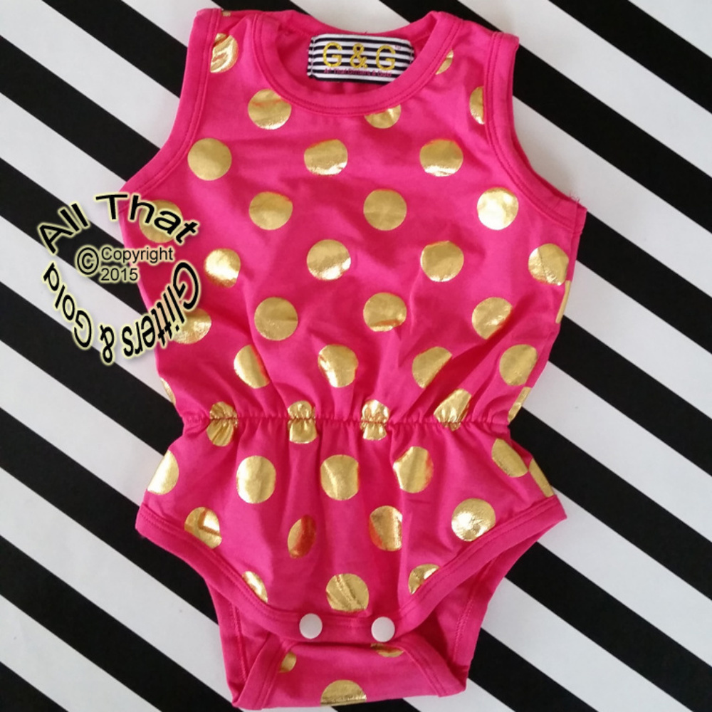 Girls Romper Onepiece Bodysuit Hot Pink - Picture 2 of 3